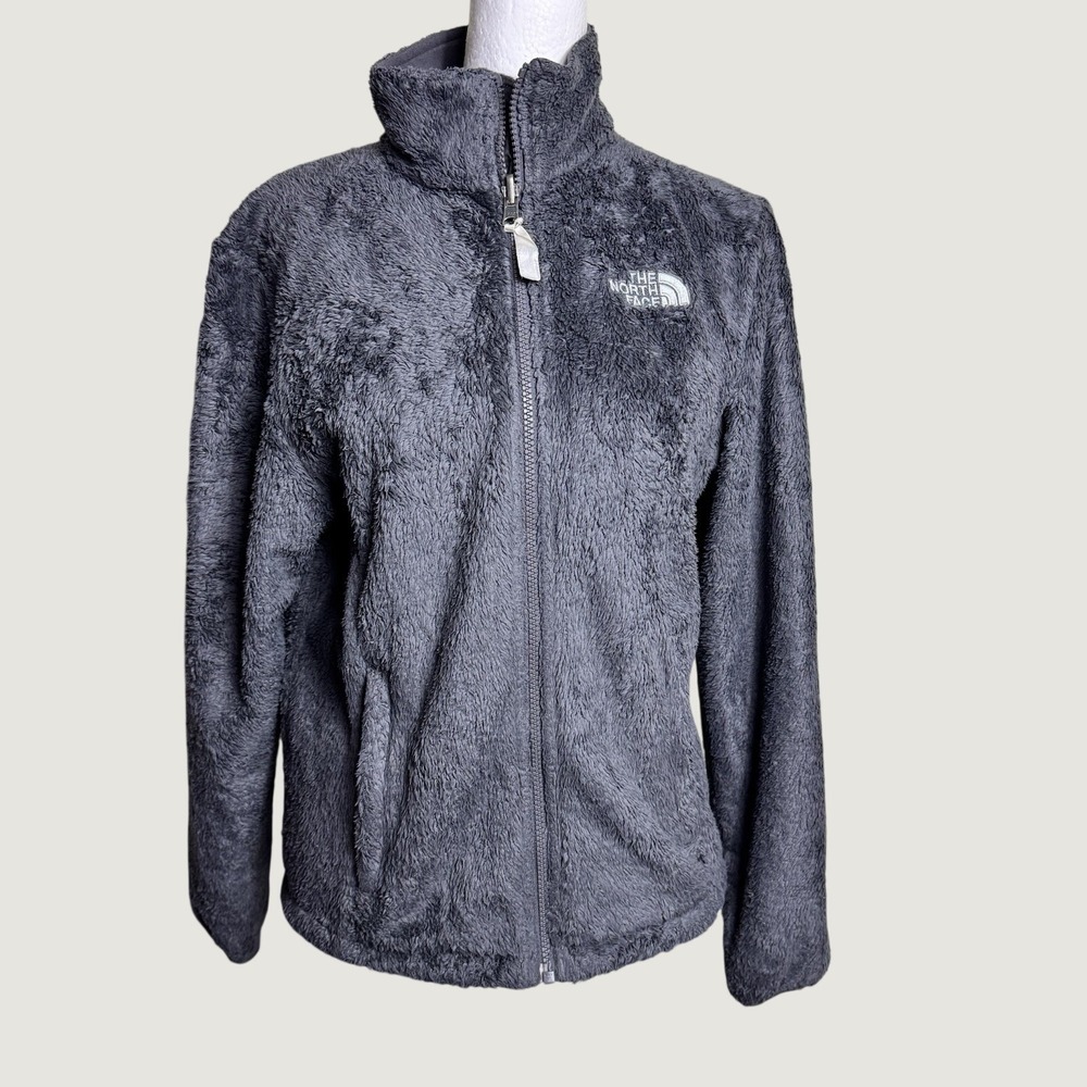 The North Face Osito Grey Fuzzy‎ High Pile Fleece Full Zip Jacket Womens Size S